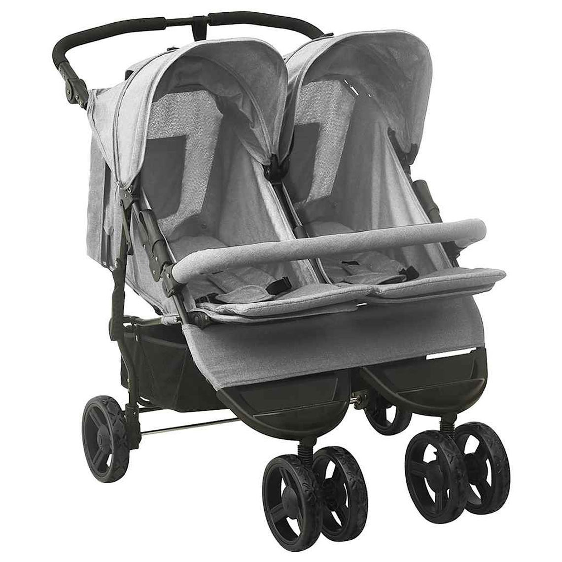 Green Steel Twin Stroller | Double, Reclining, and with Protective Canopy 15