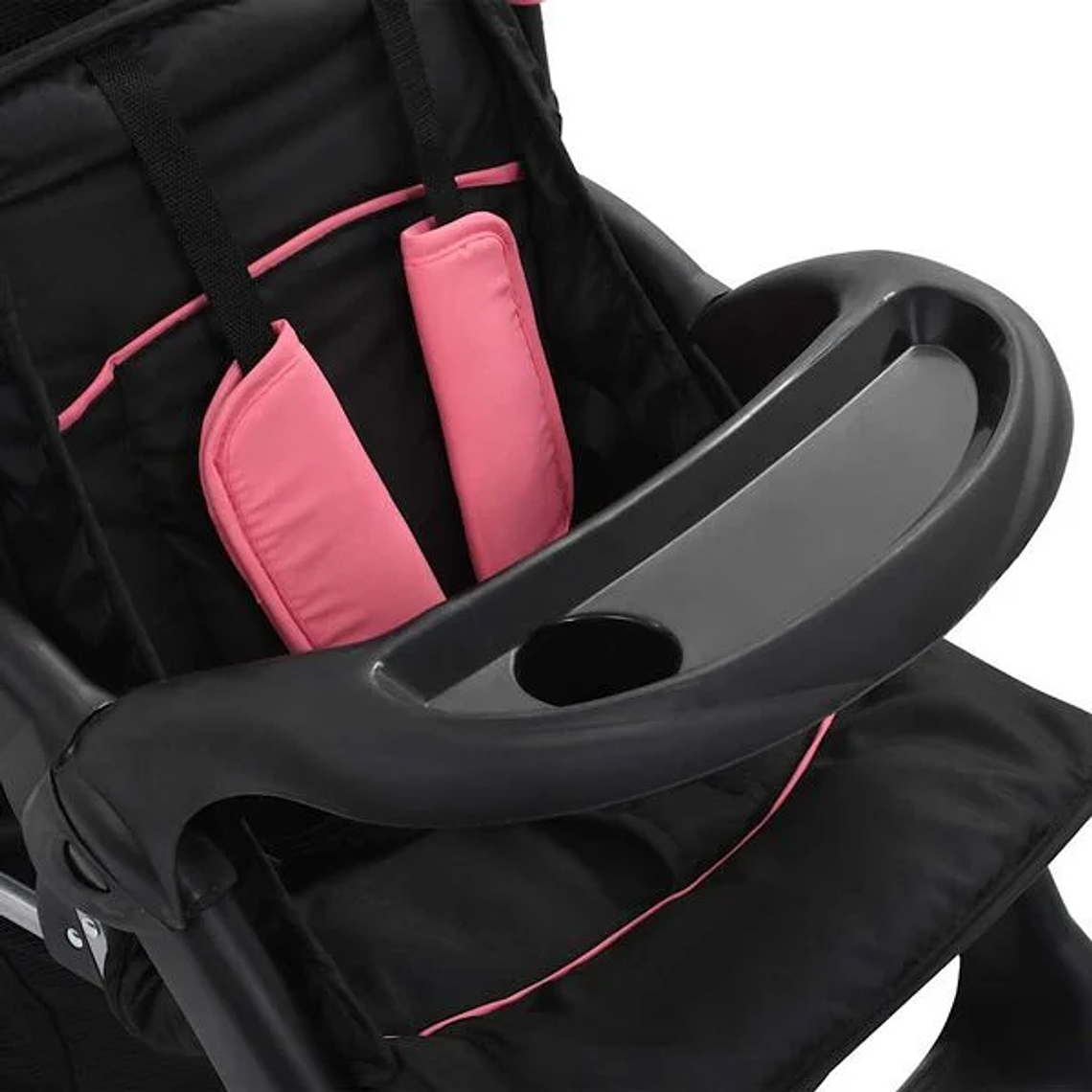 Twin Stroller in Pink and Black Steel | Double, Safe and Compact 5