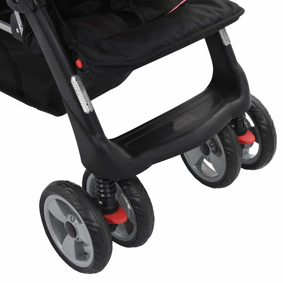 Twin Stroller in Pink and Black Steel | Double, Safe and Compact 6