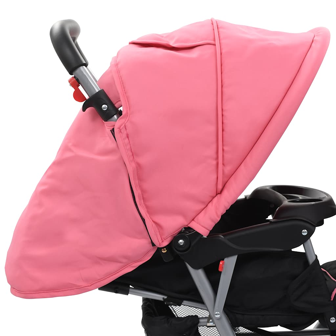 Twin Stroller in Pink and Black Steel | Double, Safe and Compact 7