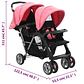 Twin Stroller in Pink and Black Steel | Double, Safe and Compact - thumbnail 10