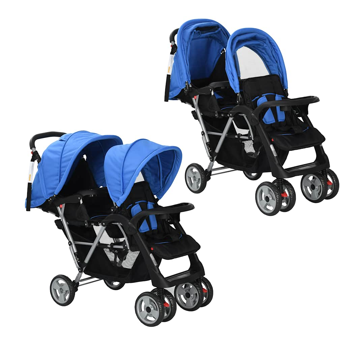 Twin Stroller in Pink and Black Steel | Double, Safe and Compact 13