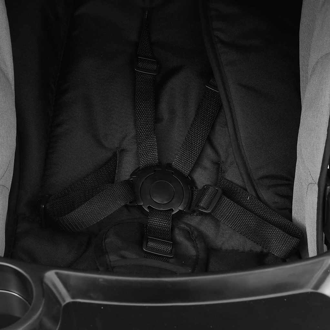 Carrinho de Bebé 3-em-1 em Aço Cinzento-Claro e Preto | Porta-Bebés, Cadeira Auto e Carrinho de Passeio 9