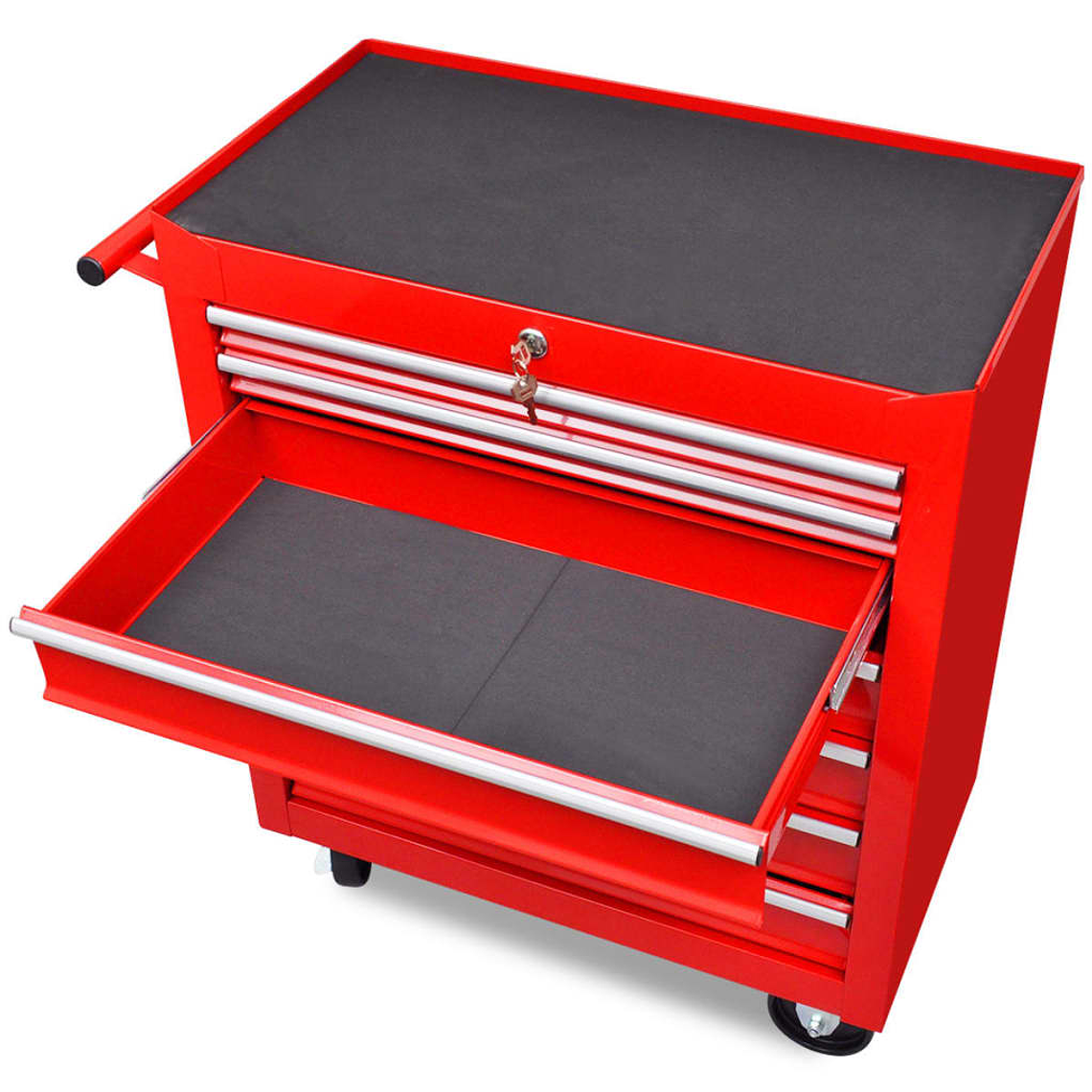 Red 7-Drawer Tool Trolley | Secure Organization and Easy Mobility 4