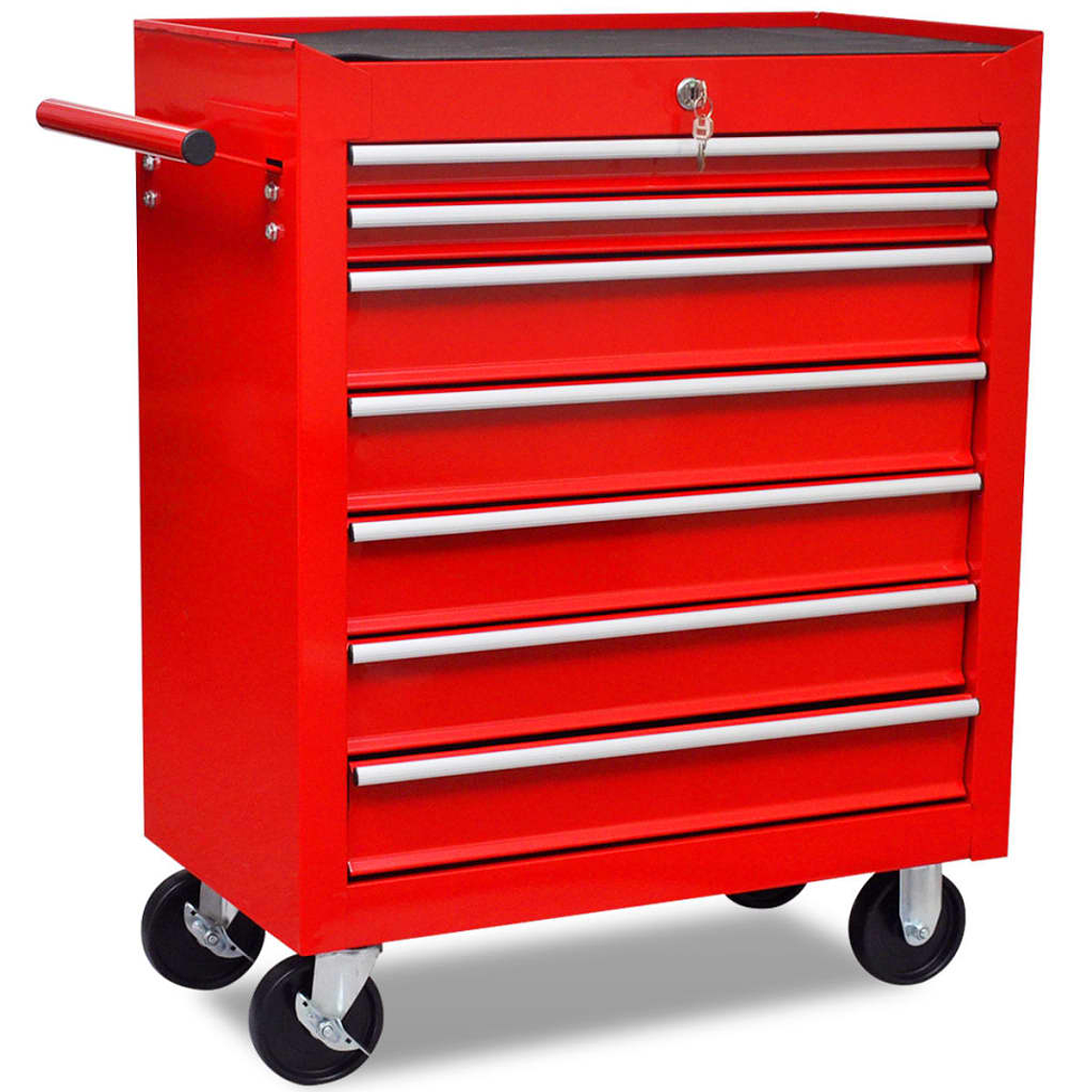 Red 7-Drawer Tool Trolley | Secure Organization and Easy Mobility 7