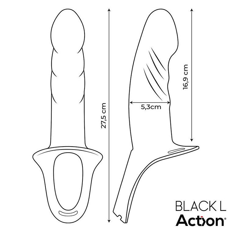Arnés Strap-on com Dildo Oco em Silicone Premium Tamanho L Preto | Ajustável e Texturizado 9