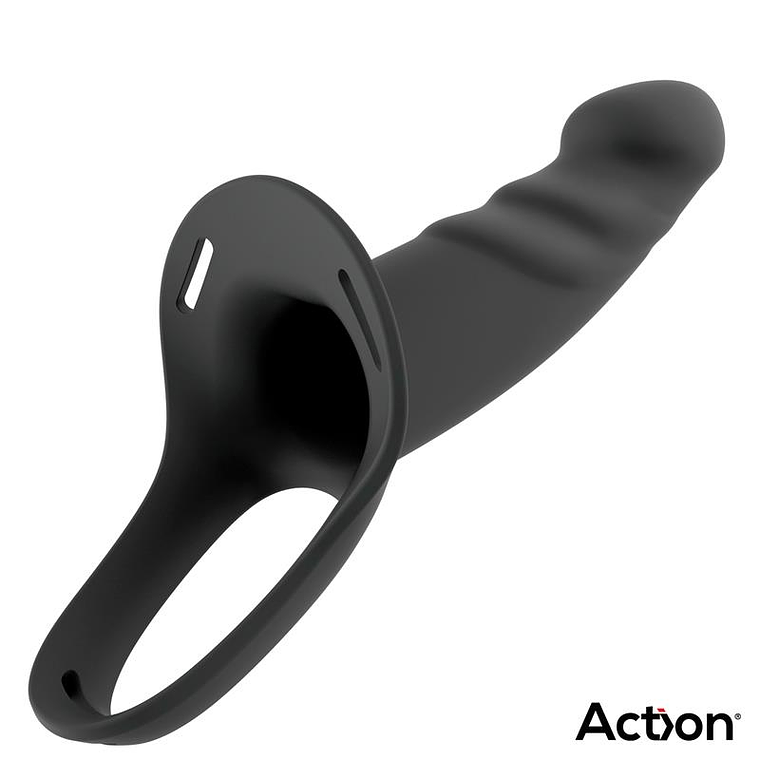 Arnés Strap-on com Dildo Oco em Silicone Premium Tamanho L Preto | Ajustável e Texturizado 4