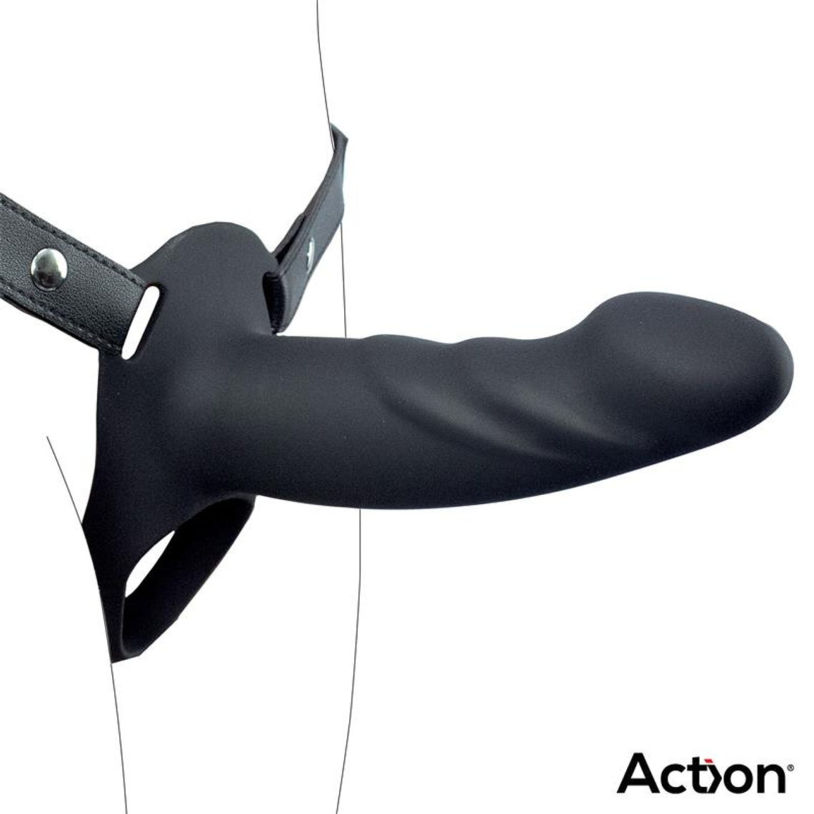 Arnés Strap-on com Dildo Oco em Silicone Premium Tamanho L Preto | Ajustável e Texturizado 3