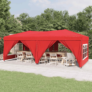 vidaXL Tenda para festas dobrável com paredes laterais 3x6 m vermelho