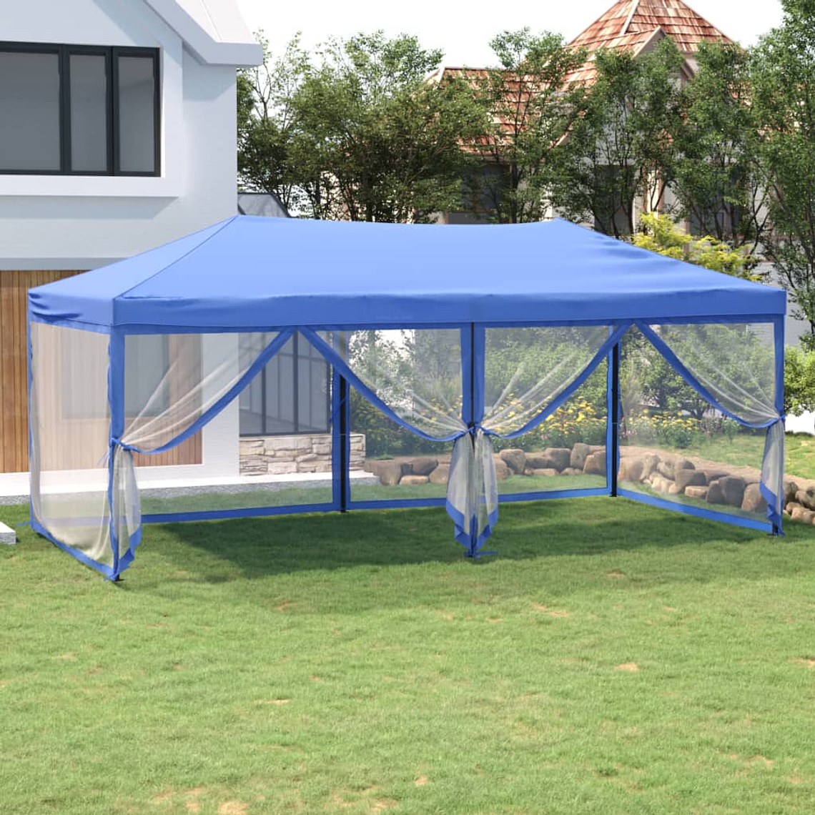 vidaXL Tenda para festas dobrável com paredes laterais 3x6 m azul 1
