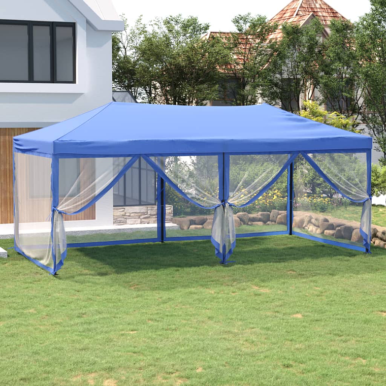 vidaXL Tenda para festas dobrável com paredes laterais 3x6 m azul 1