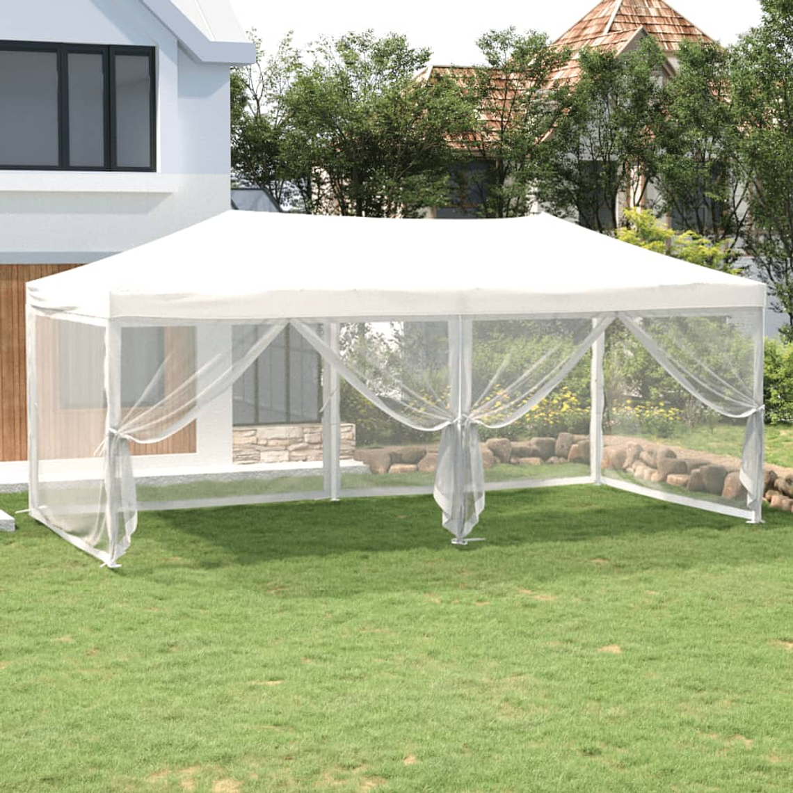 vidaXL Tenda para festas dobrável com paredes laterais 3x6 m branco 1