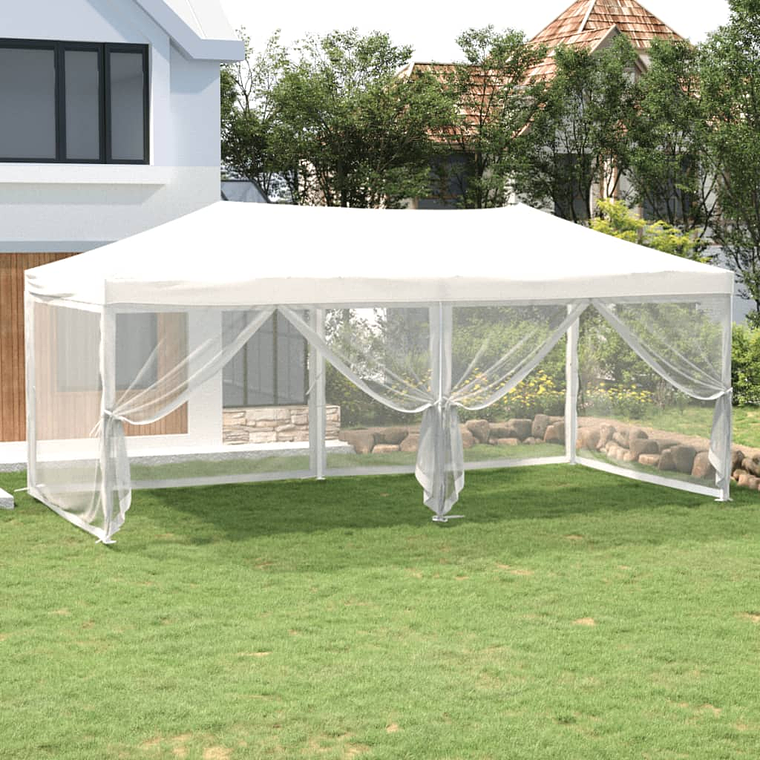 vidaXL Tenda para festas dobrável com paredes laterais 3x6 m branco 1