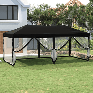 vidaXL Tenda para festas dobrável com paredes laterais 3x6 m preto