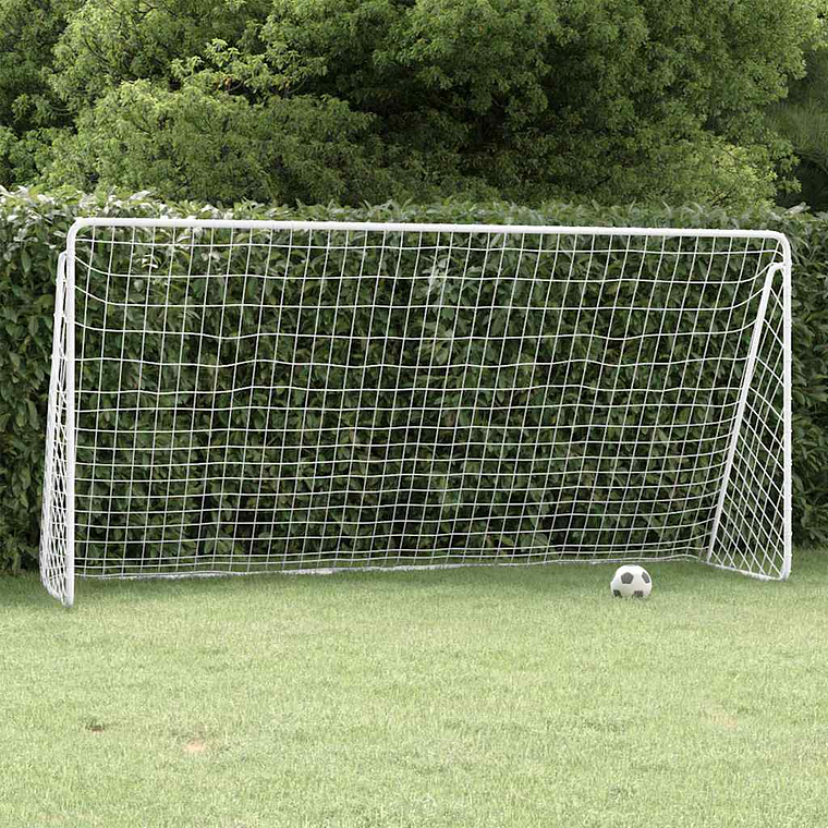 vidaXL Baliza de futebol com rede 366x122x182 cm aço branco 1