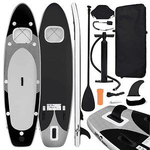 vidaXL Conjunto prancha de paddle SUP insuflável 330x76x10 cm preto