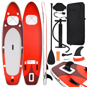 vidaXL Conjunto prancha de paddle SUP insuflável 360x81x10 cm vermelho