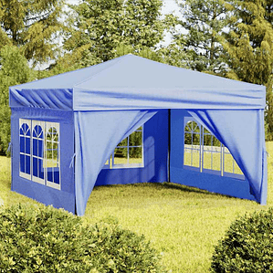 vidaXL Tenda para festas dobrável com paredes laterais 3x3 m azul