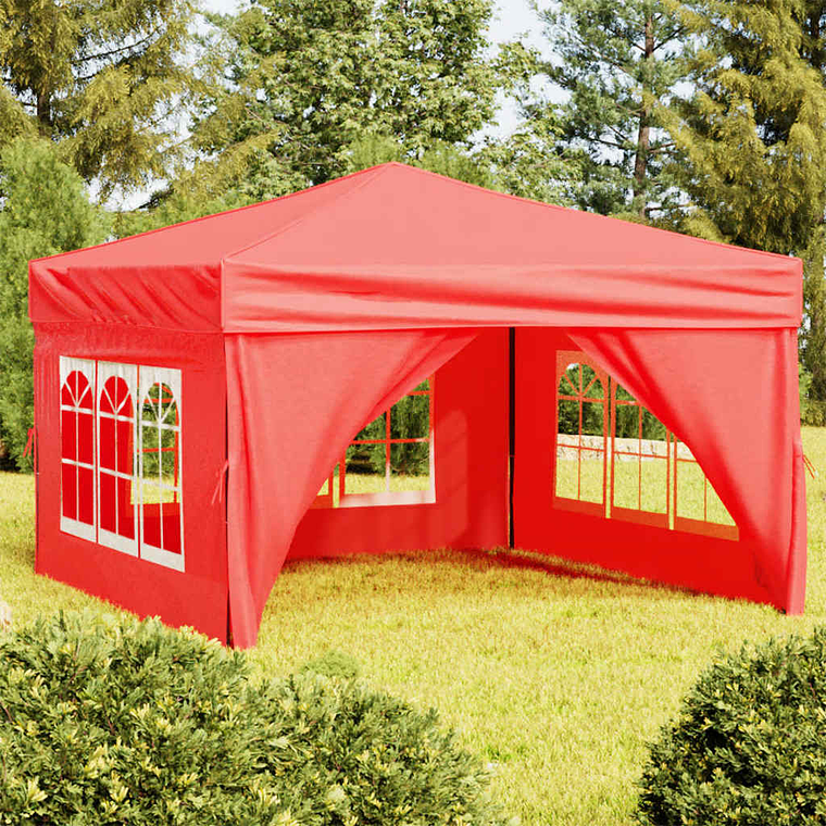 vidaXL Tenda para festas dobrável com paredes laterais 3x3 m vermelho 1