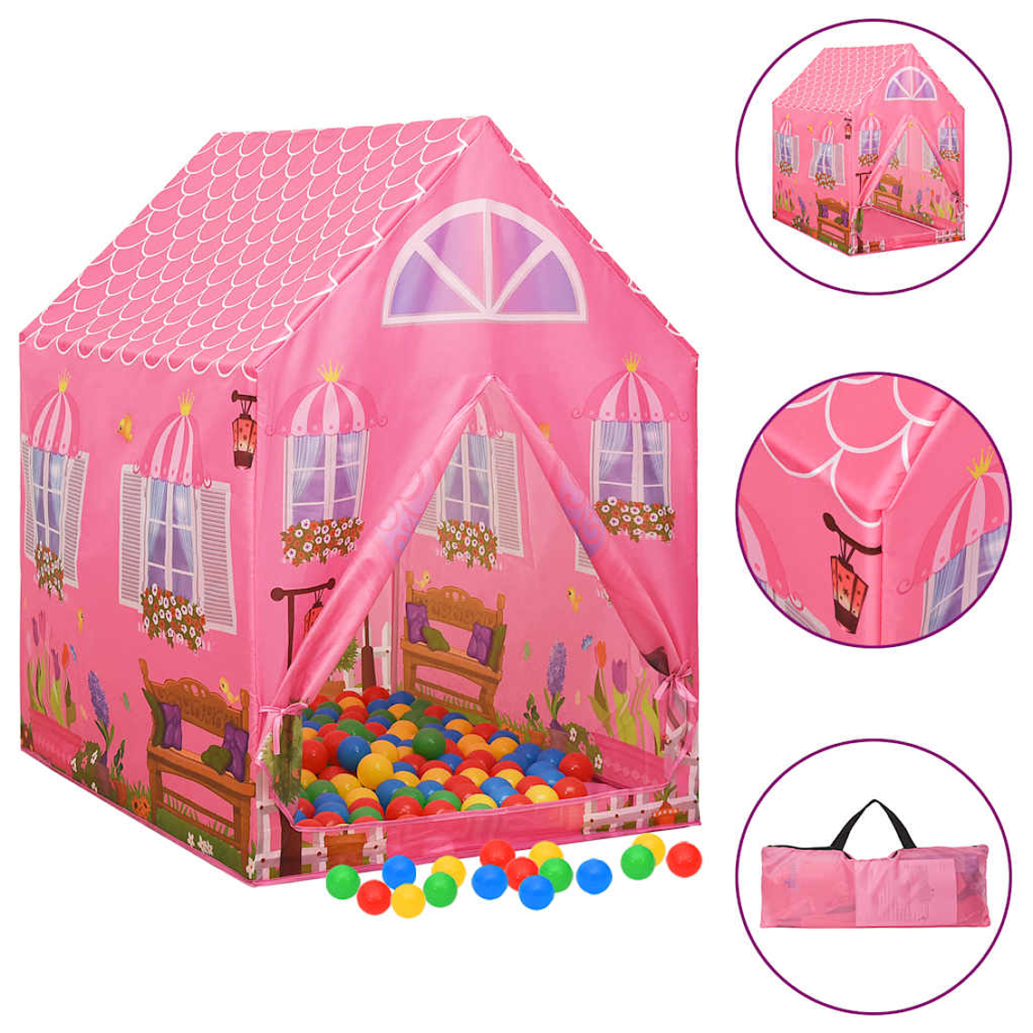 vidaXL Tenda de brincar infantil 69x94x104 cm rosa 1