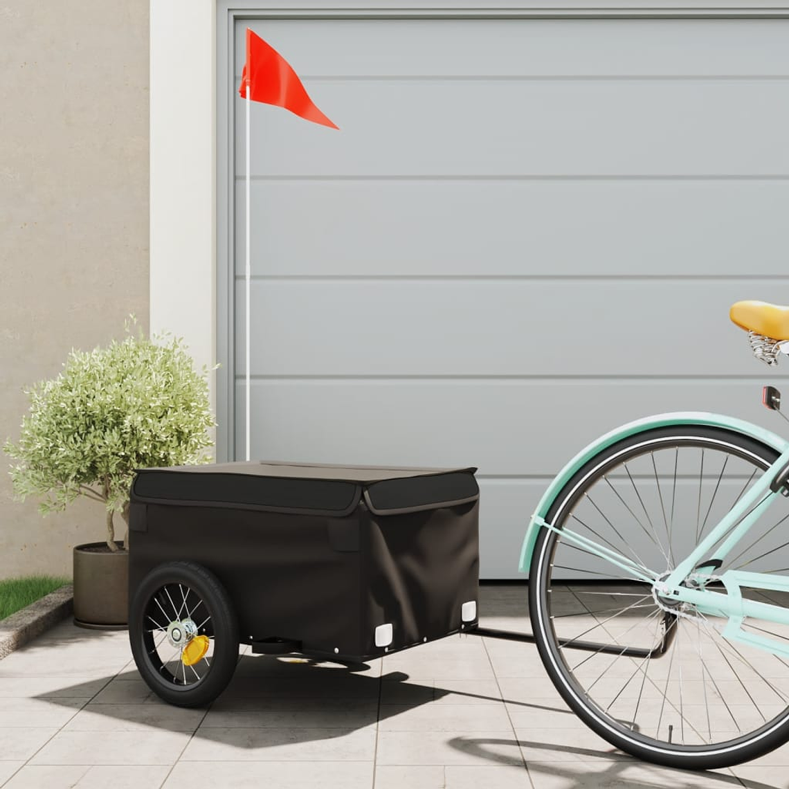vidaXL Reboque para bicicleta 30 kg ferro preto 1