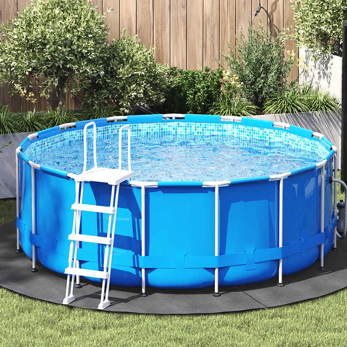 vidaXL Pano para chão de piscinas Ø244 cm poliéster geotêxtil cinza 1