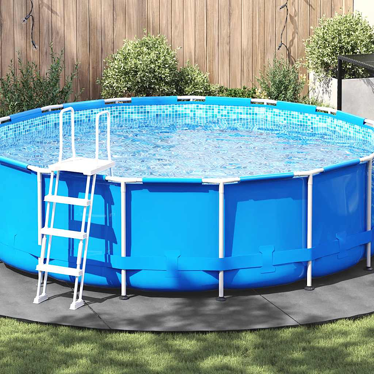 vidaXL Pano para chão de piscinas Ø500 cm poliéster geotêxtil cinza 1