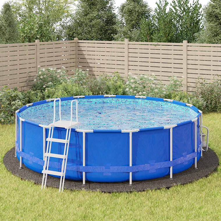 vidaXL Pano para chão de piscinas Ø550 cm poliéster geotêxtil cinza 1