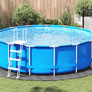 vidaXL Pano para chão de piscinas Ø366 cm poliéster geotêxtil cinza