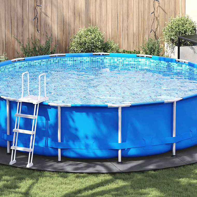 vidaXL Pano para chão de piscinas Ø550 cm poliéster geotêxtil cinza 1