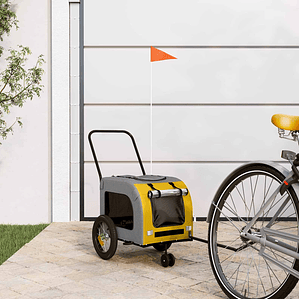 vidaXL Atrelado de bicicleta para animais de estimação Amarelo e Cinza