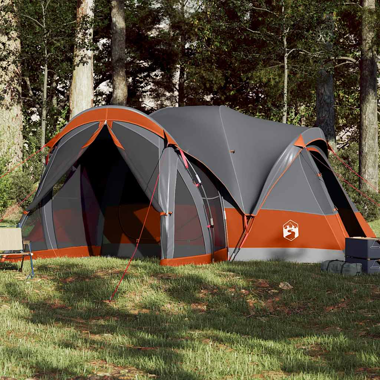 vidaXL Tenda familiar tipi para 8 pessoas impermeável cinza/laranja 1