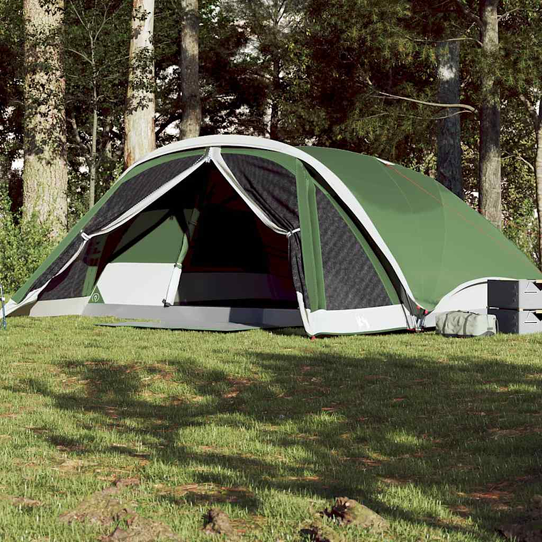 vidaXL Tenda familiar estilo cabana para 6 pessoas impermeável verde 1