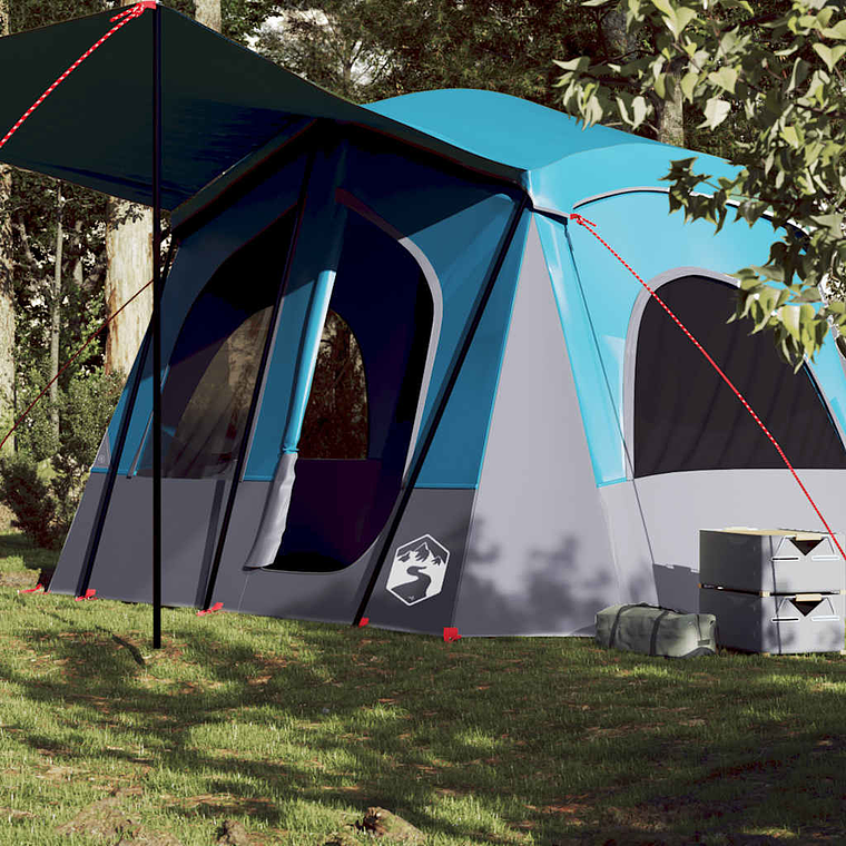 vidaXL Tenda de campismo cabana para 5 pessoas impermeável azul 1