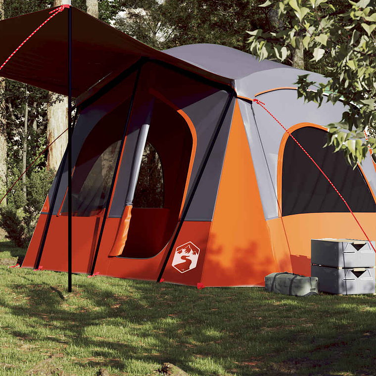 vidaXL Tenda de campismo cabana p/ 5 pessoas impermeável cinza/laranja 1