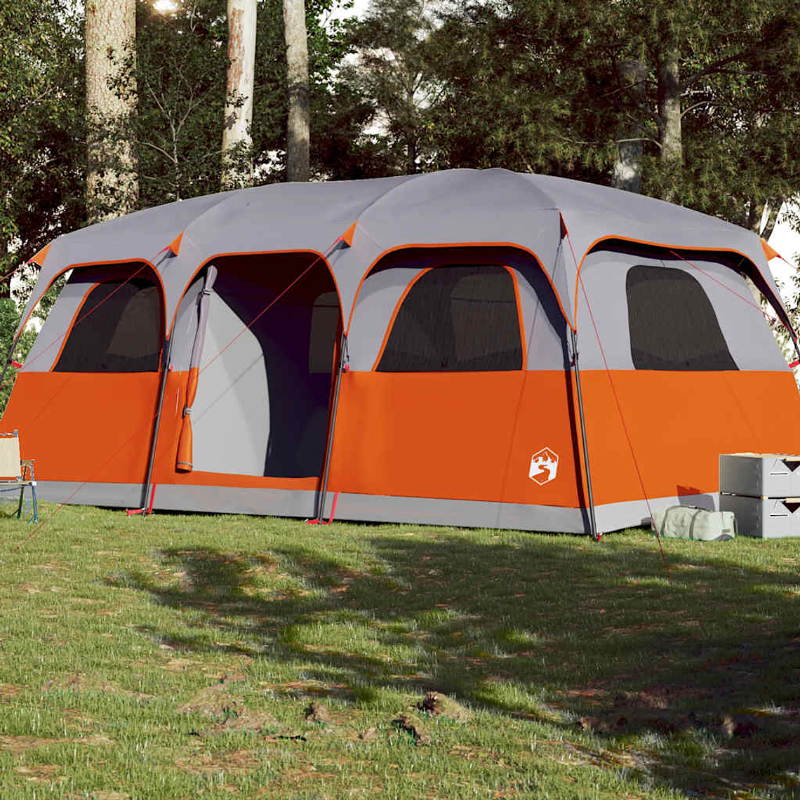 vidaXL Tenda familiar estilo cabana para 10 pessoas impermeável cinza 1