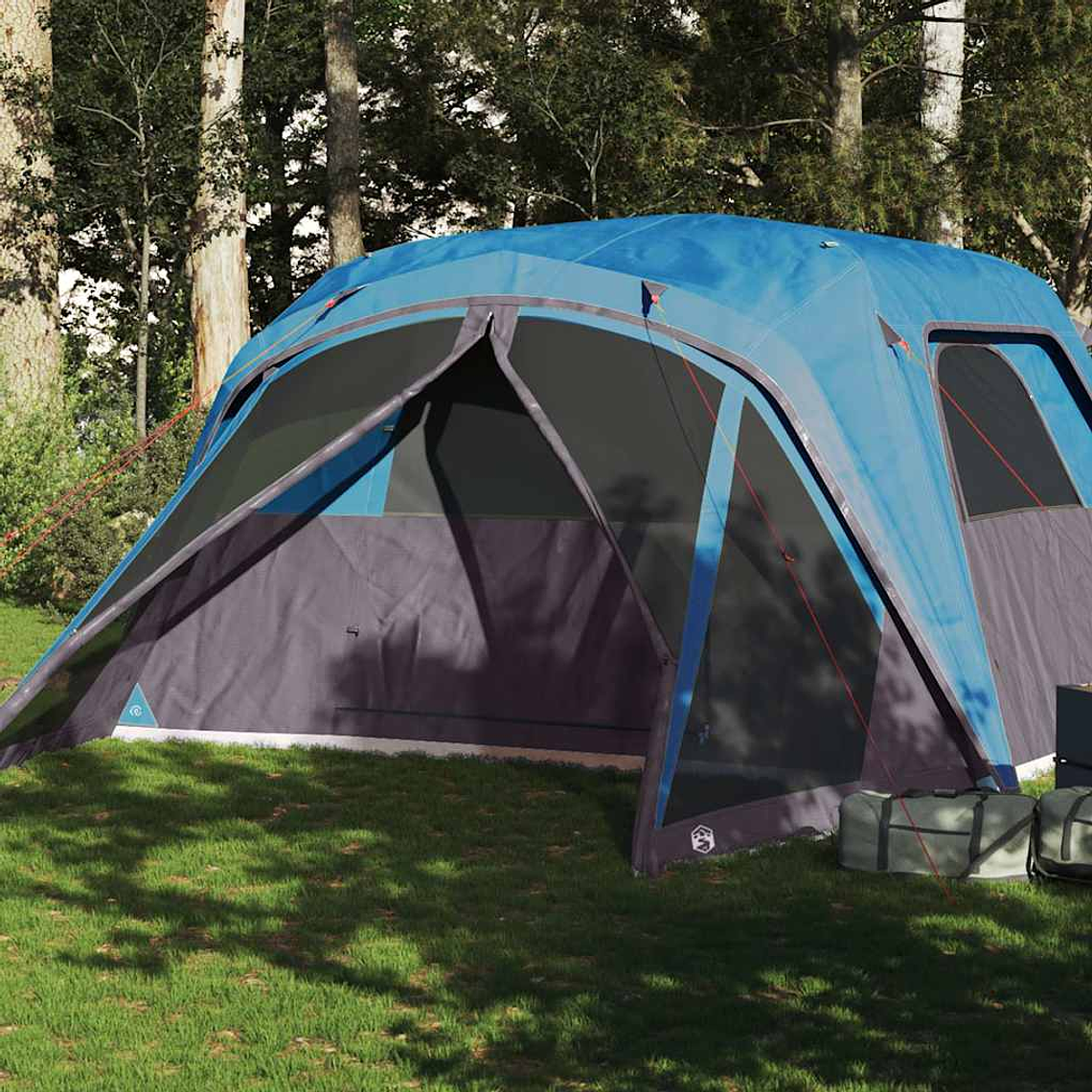 vidaXL Tenda familiar c/ avançado para 6 pessoas impermeável azul 1