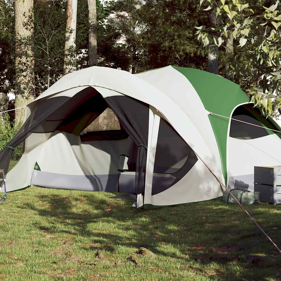 vidaXL Tenda familiar estilo cabana para 6 pessoas impermeável verde 1