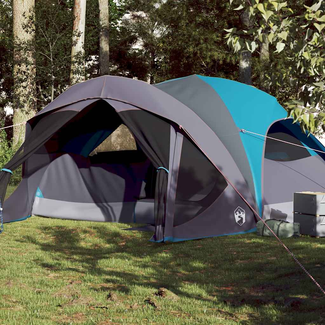 vidaXL Tenda familiar estilo cabana para 6 pessoas impermeável azul 1