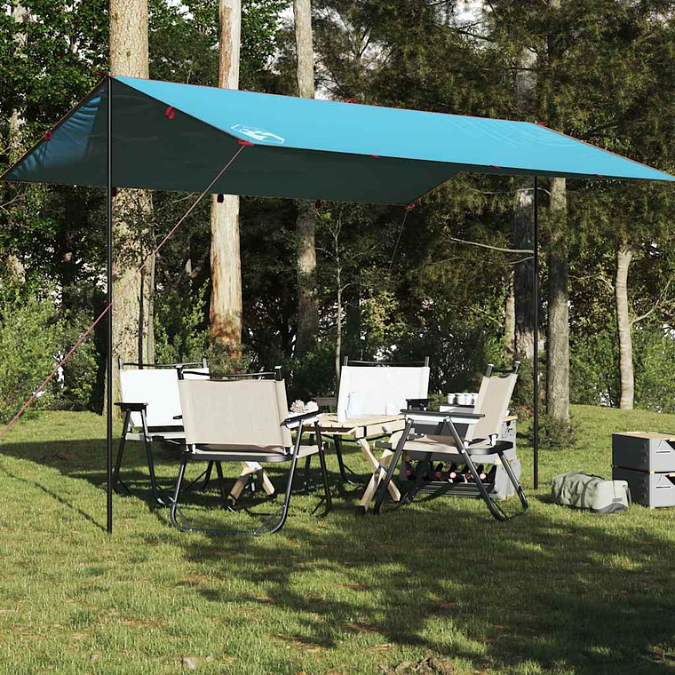 vidaXL Lona de campismo 400x294 cm impermeável azul 1