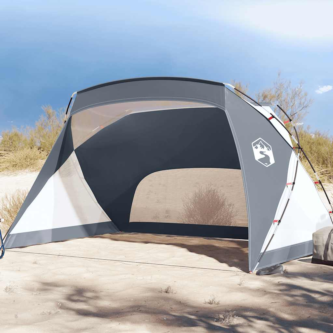vidaXL Tenda de praia 274x178x170/148 cm poliéster 185T cinzento 1