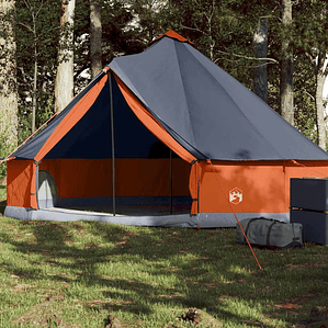 vidaXL Tenda familiar tipi para 6 pessoas impermeável cinza/laranja
