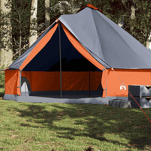 vidaXL Tenda familiar tipi para 8 pessoas impermeável cinza/laranja