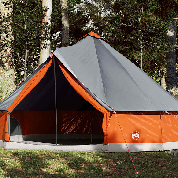 vidaXL Tenda familiar tipi para 12 pessoas impermeável cinza/laranja 1