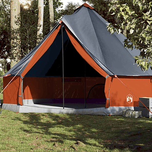 vidaXL Tenda familiar tipi para 10 pessoas impermeável cinza/laranja