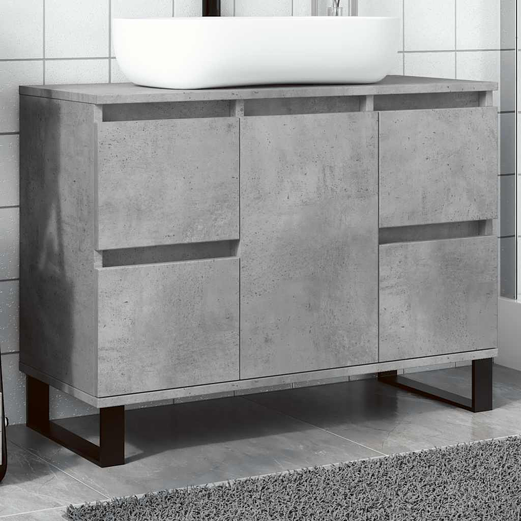 vidaXL Armário lavatório WC 80x33x60cm derivados madeira cinza cimento 1