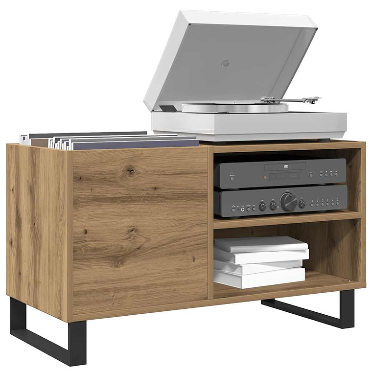 vidaXL Armário p/ discos 84,5x38x48cm deriv madeira carvalho artisiano 1