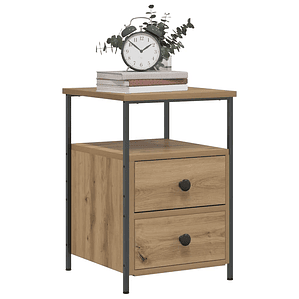 vidaXL Mesa cabeceira 34x35,5x50 cm deriv. madeira carvalho artisiano