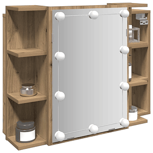 vidaXL Armário espelhado com LED 70x16,5x60 cm carvalho artisiano