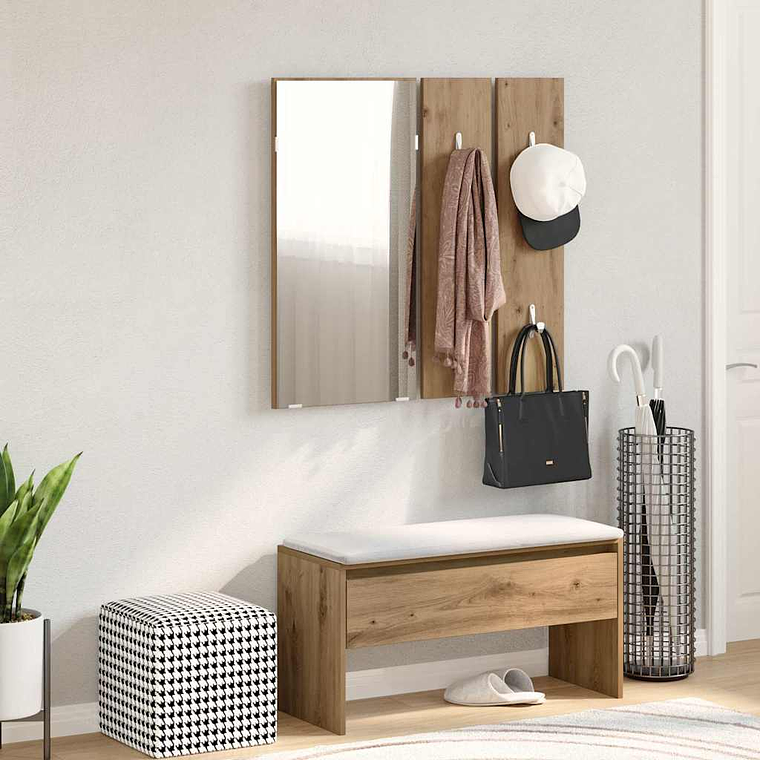 vidaXL Conjunto móveis corredor derivados madeira carvalho artisiano 1